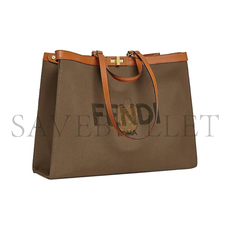 F**di canvas vitello king logo embroidered large peekaboo x-tote 8bh375abvvf1891 (46*35.5*15.5cm)